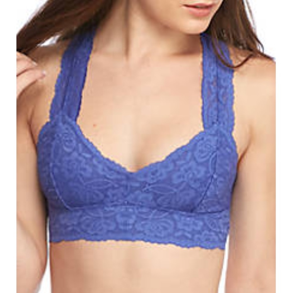 FREE PEOPLE GALLOON RACERBACK‎ BRALETTE Ocean Blue Size XS Boho Chic Romantic